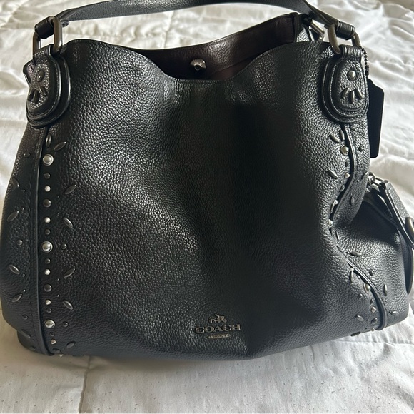 Coach Handbags - Coach Black Leather Hobo Bag with Studded Detailing